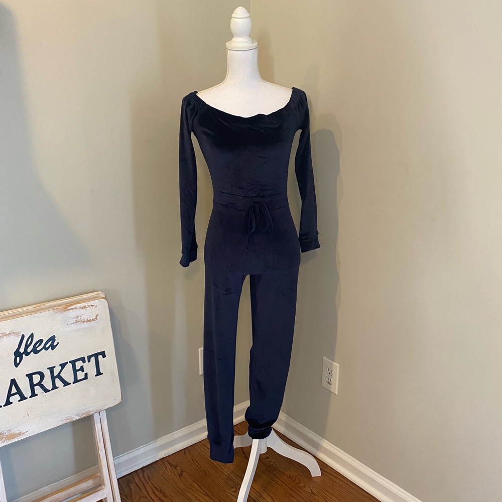 NWT Fashion Nova Velvet Long Sleeve Jumpsuit Sz Med